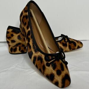 NEW Talbots Vanessa Block Heel Pumps Size 8.5 Leopard Calf Hair 1" Heel
